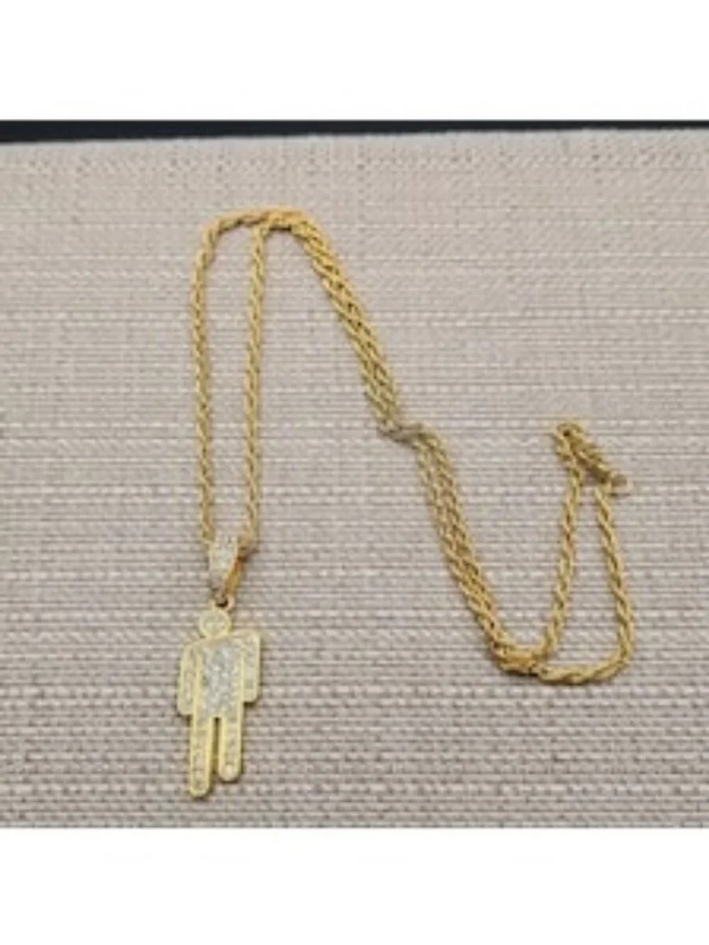 24 Inch Gold Plated Iced Out Gold Blohsh Pendant Necklace A8286